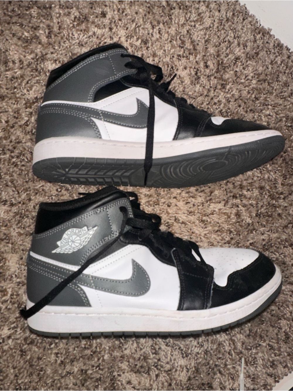 Nike Air Jordan 1 Mid Black, White & Gray Retro Sneakers